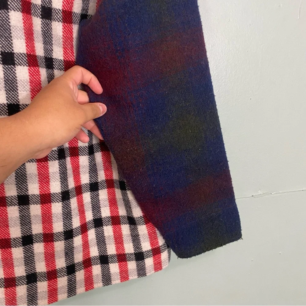 Carleen Admore Plaid Wool Jacket Patchwork XL Shacket‎